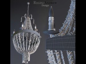 turquoise beads six-light chandelier 3D Model