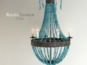 turquoise beads six-light chandelier 3D Model