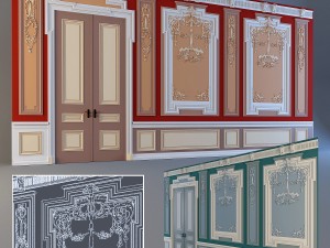 wall with stucco and molding 3Dモデル