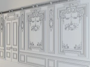 wall with stucco and molding 3D Model