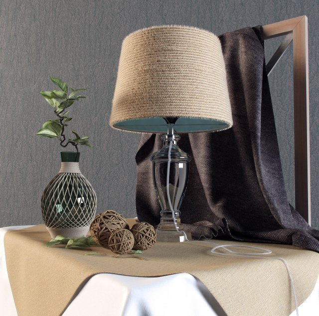 decorative set with lamp Model 3D .c4d .max .obj .3ds .fbx .stl .blend 