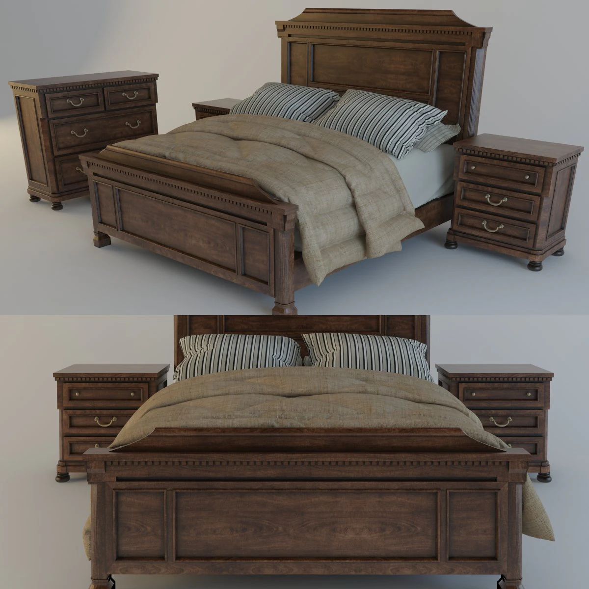 ashley bed 2 3D Model .c4d .max .obj .3ds .fbx .stl .blend 