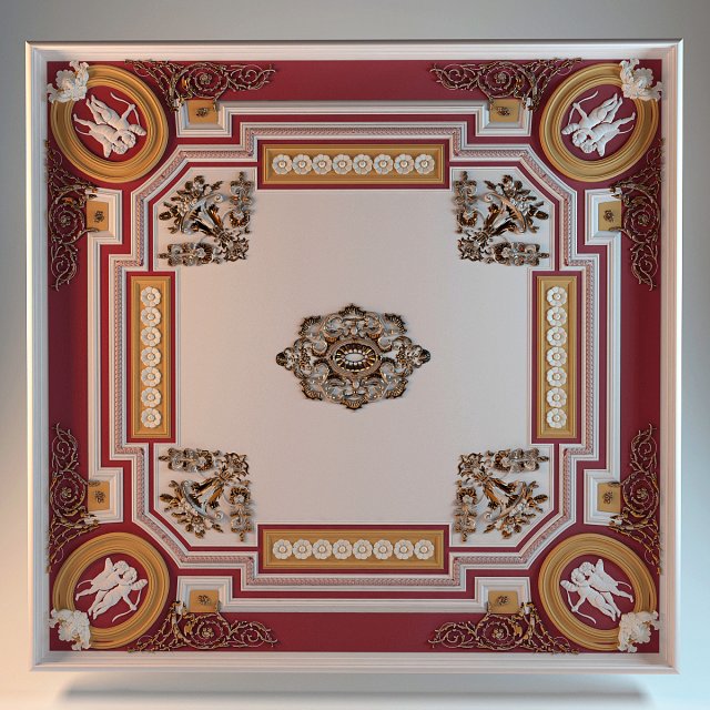 ceiling moldings canteen 3D 模型 .c4d .max .obj .3ds .fbx .stl .blend