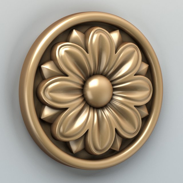 round rosette 005 3D Model .c4d .max .obj .3ds .fbx .stl .blend 