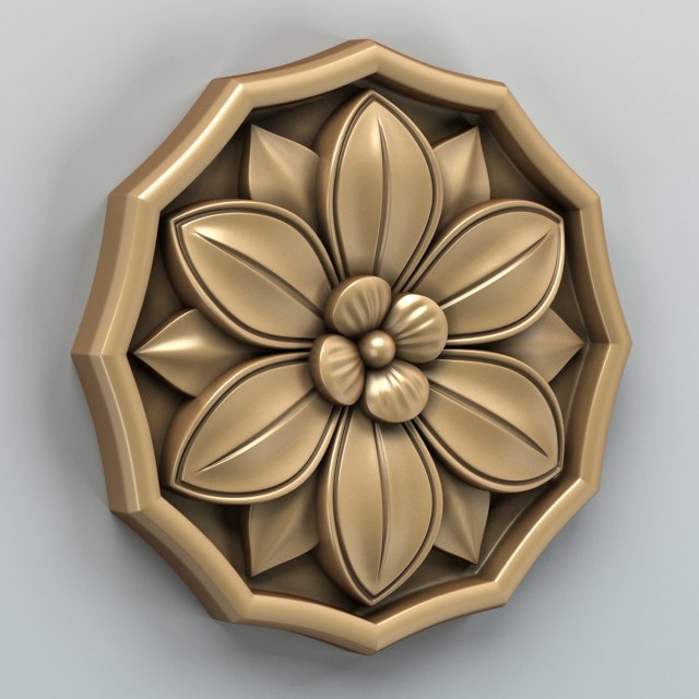 round rosette 006 3D Model .c4d .max .obj .3ds .fbx .stl .blend 