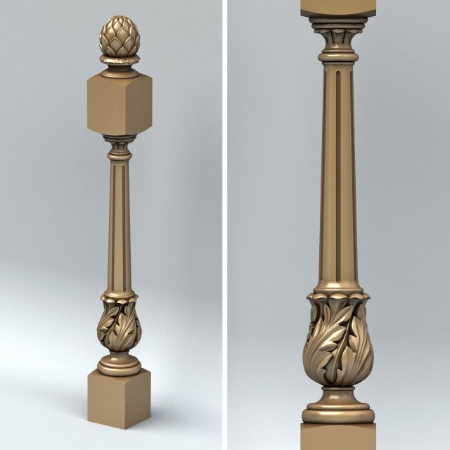 newel post 001 3D Модель .c4d .max .obj .3ds .fbx .stl .blend 