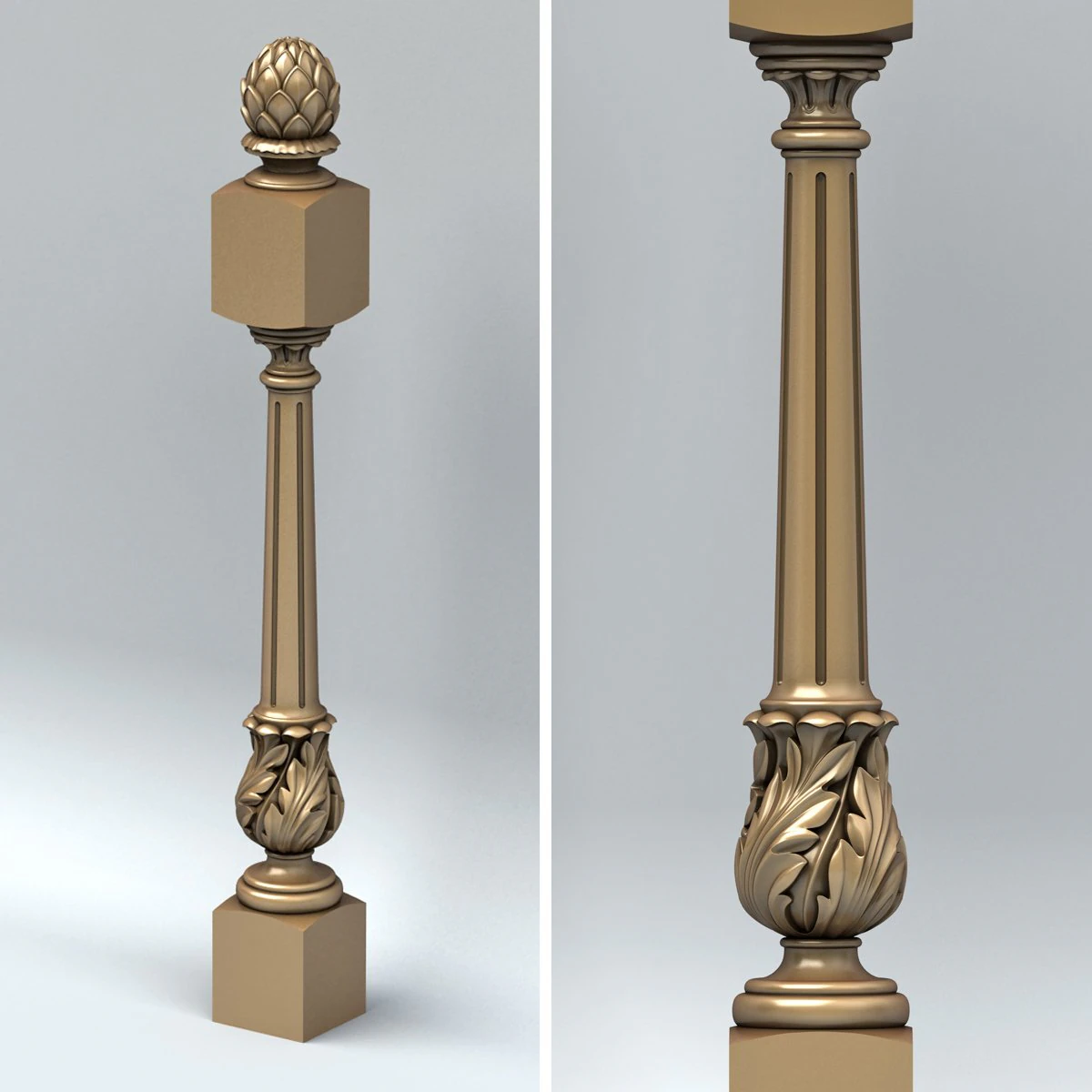 newel post 001 3D Model .c4d .max .obj .3ds .fbx .stl .blend 