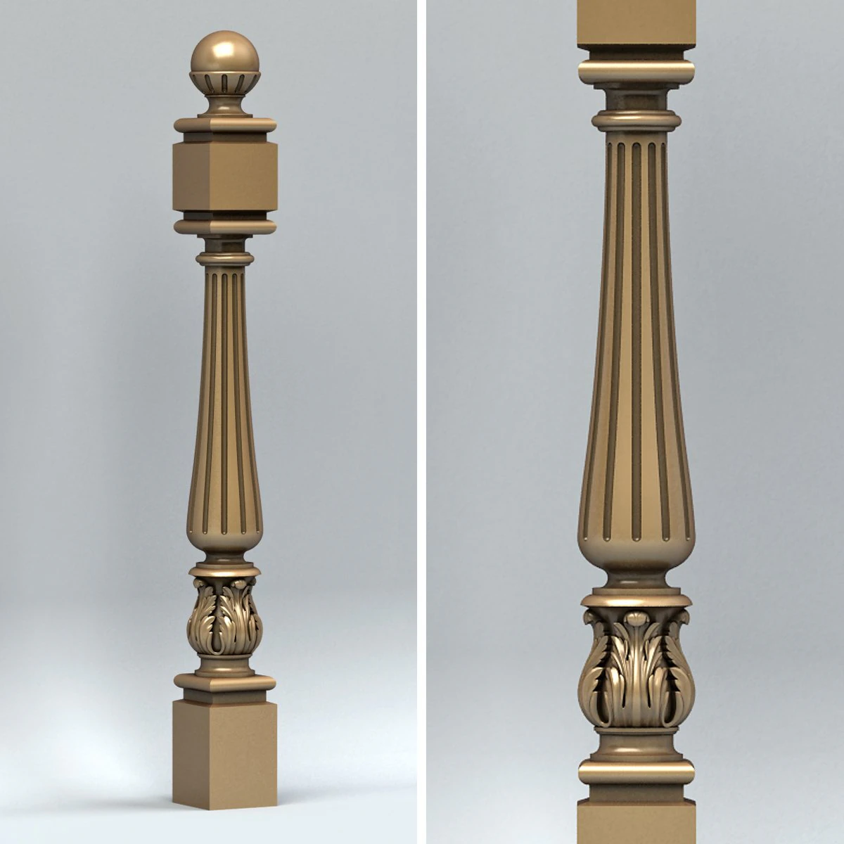 newel post 003 3D Model .c4d .max .obj .3ds .fbx .stl .blend 