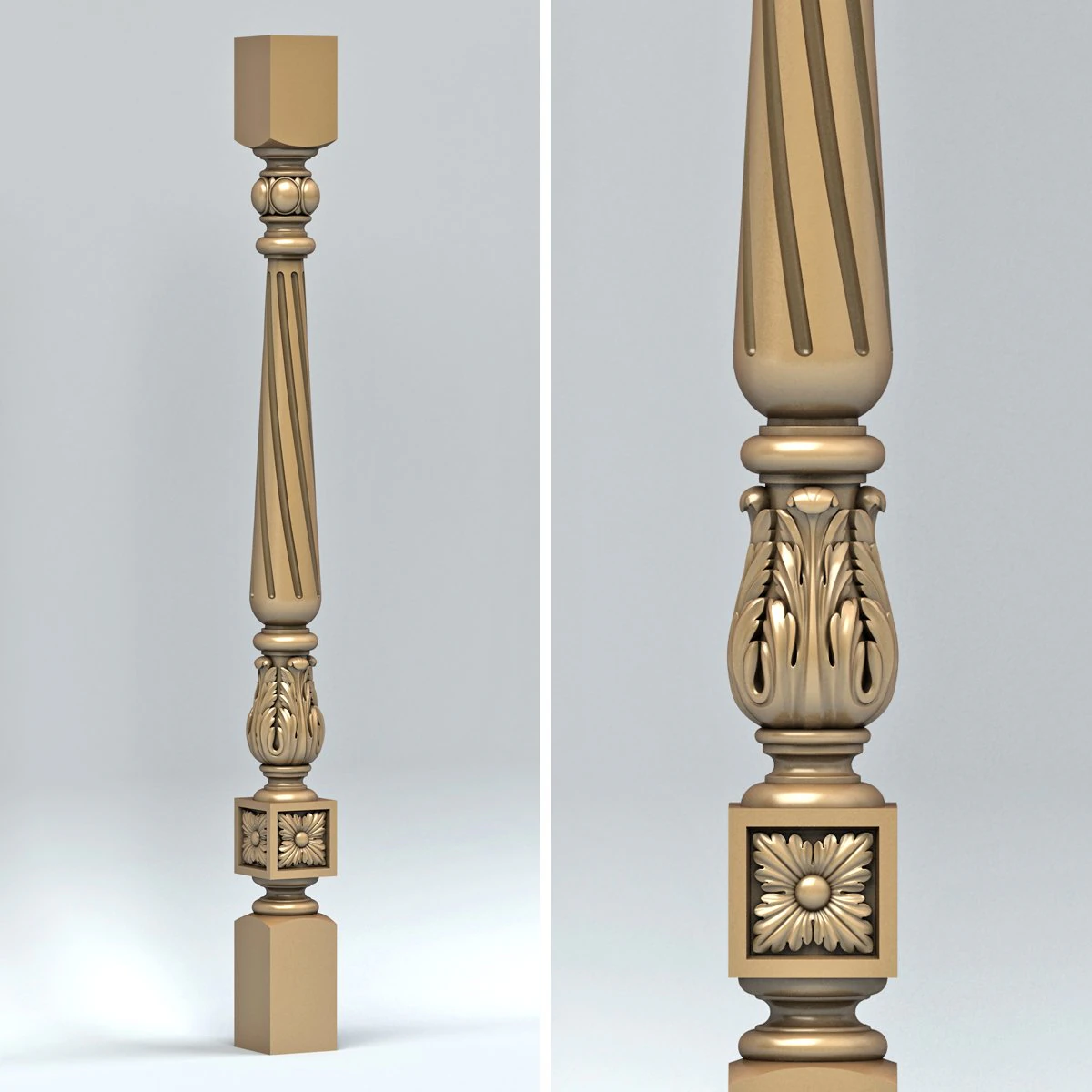 baluster 001 3D Model .c4d .max .obj .3ds .fbx .stl .blend 
