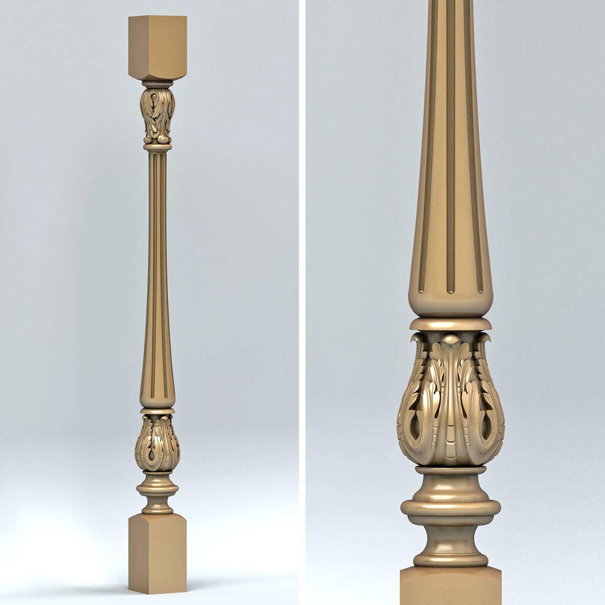 baluster 004 3D Model .c4d .max .obj .3ds .fbx .stl .blend 