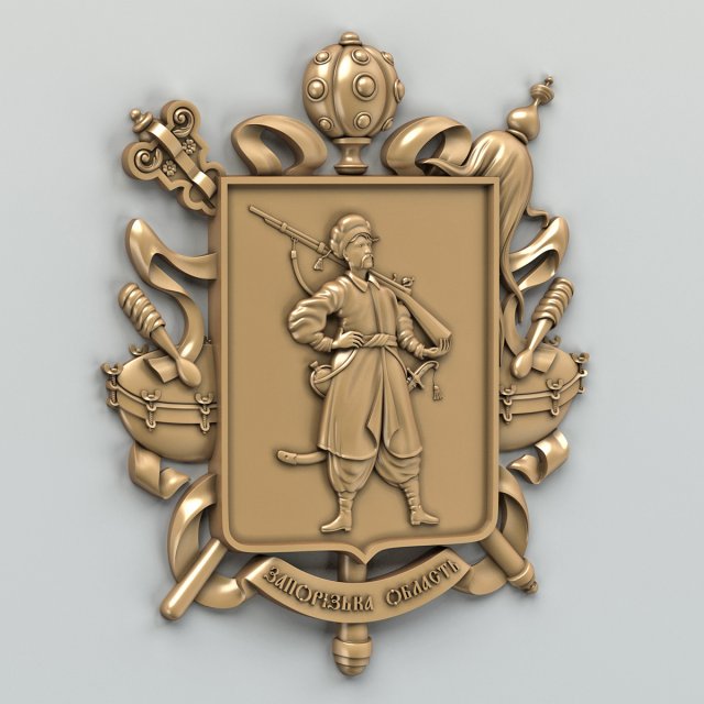 coat of arms of zaporizhzhya region ukraine 3D मॉडल .c4d .max .obj .3ds .fbx .stl .blend 