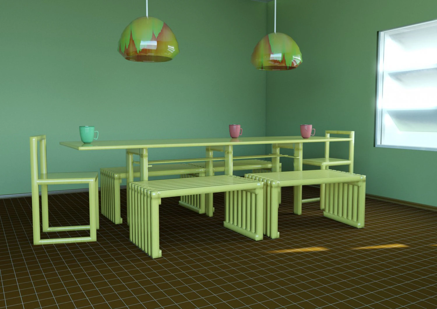 green dining room 3D Model .c4d .max .obj .3ds .fbx .stl .blend 