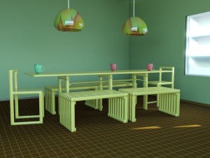 green dining room 3D Model