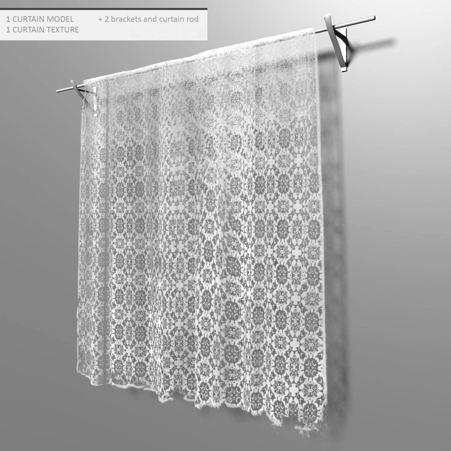 old lace curtain 3D Model .c4d .max .obj .3ds .fbx .stl .blend 