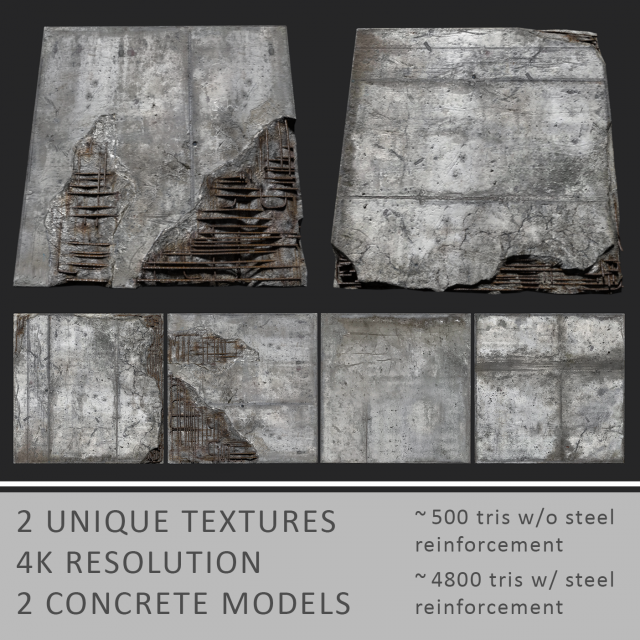 damaged concrete blocks 3D Модель .c4d .max .obj .3ds .fbx .stl .blend 