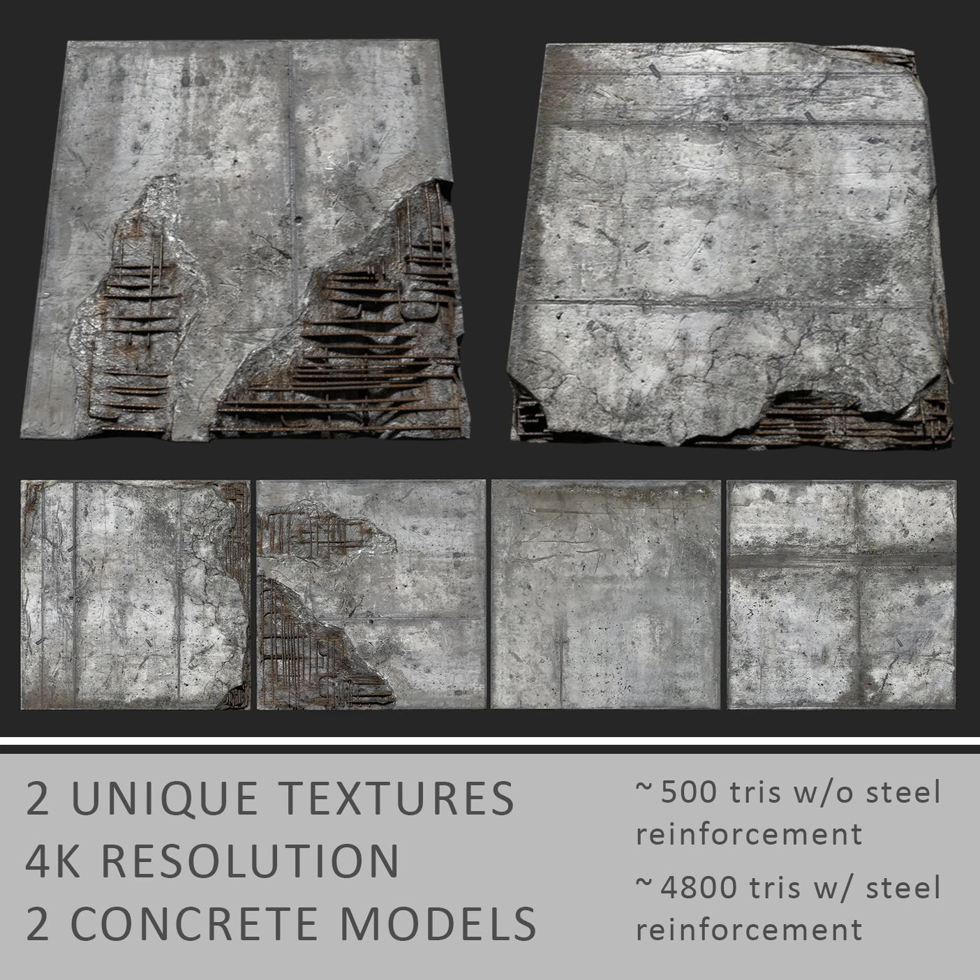 balok beton yang rusak Model 3D .c4d .max .obj .3ds .fbx .stl .blend 