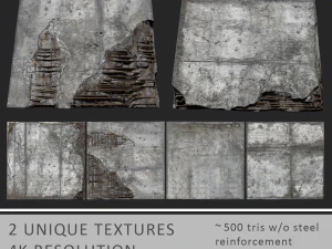 поврежденные бетонные блоки 3D Модель