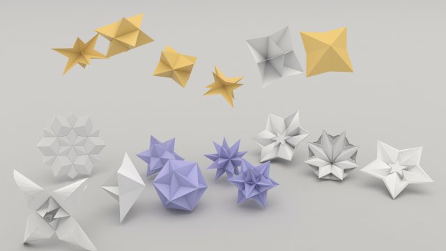 origami flower 3D Model .c4d .max .obj .3ds .fbx .stl .blend 