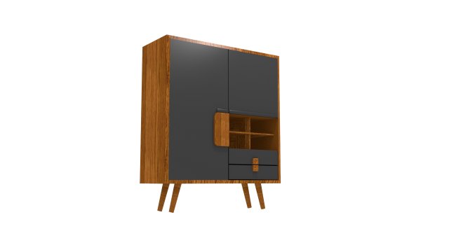 Wooden closet Model 3D .c4d .max .obj .3ds .fbx .stl .blend 