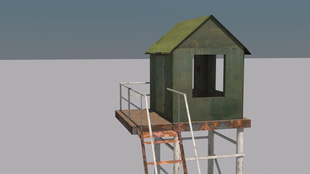 military tower low poly game model 3D Model .c4d .max .obj .3ds .fbx .stl .blend 