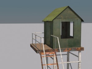 military tower low poly game model 3D Model