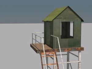 군용 타워 로우 폴리 게임 모델 3D 모델