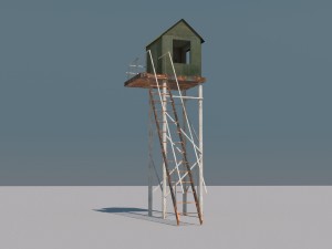 military tower low poly game model 3D Model