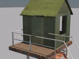 military tower low poly game model 3D Model