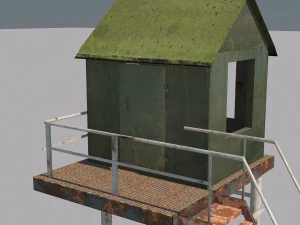 military tower low poly game model 3D Model