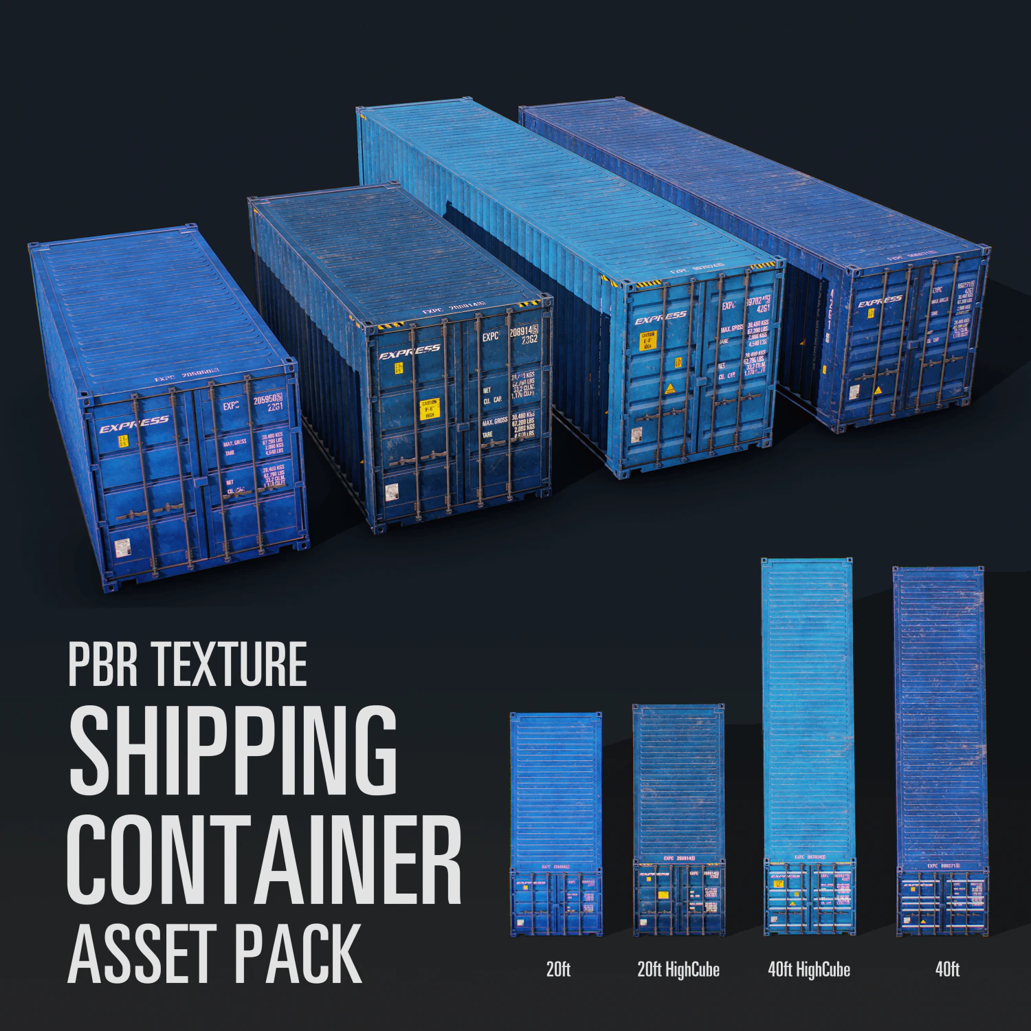 shipping container pack 3D Model .c4d .max .obj .3ds .fbx .stl .blend 