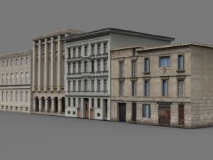 low poly buildings 3D Model