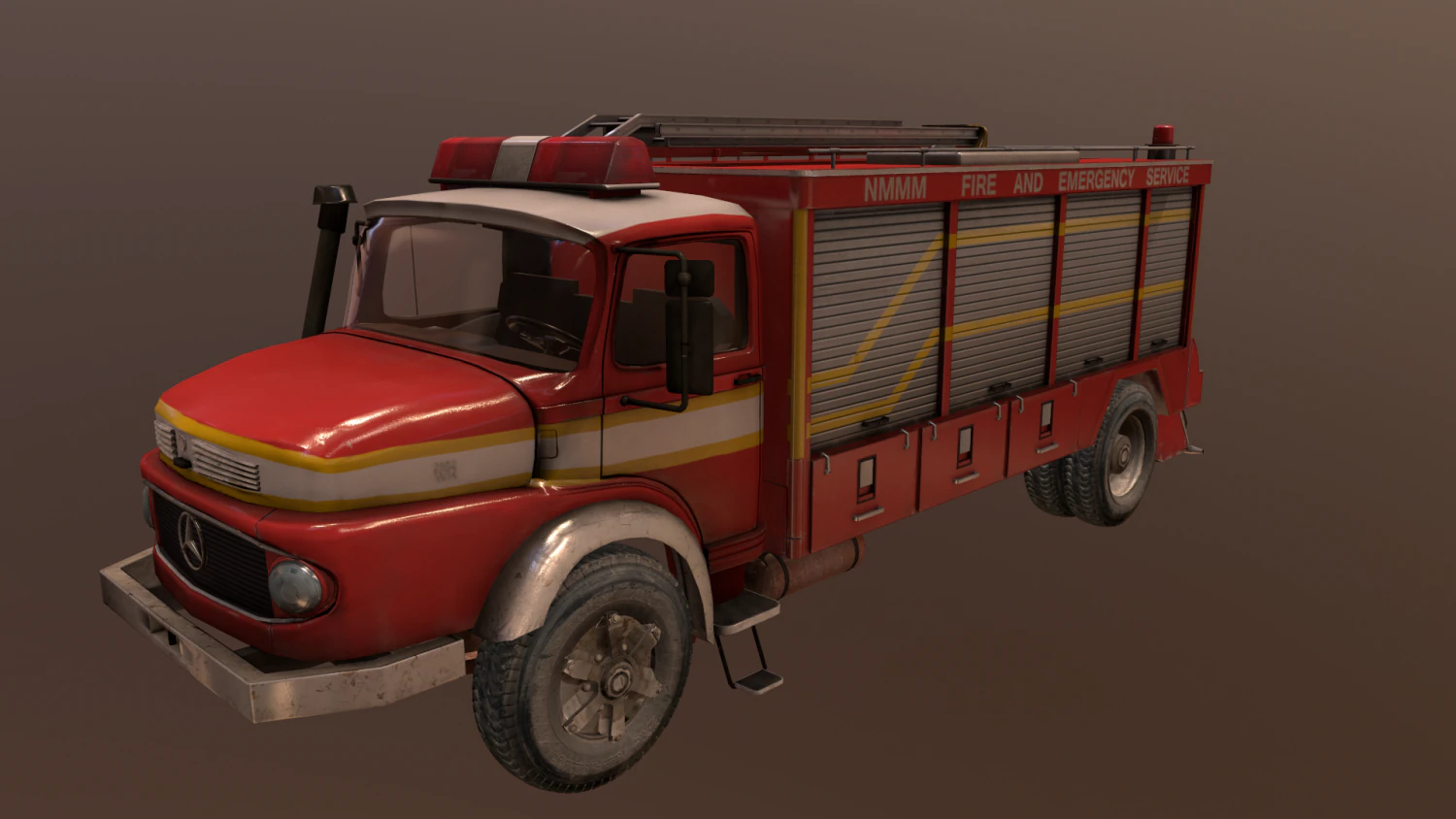 fire truck low poly 3D Model .c4d .max .obj .3ds .fbx .stl .blend