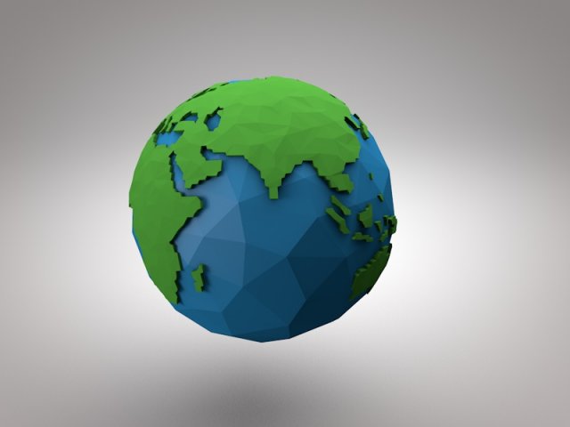 earth low poly 3D 프린트 모델 .c4d .max .obj .3ds .fbx .stl .blend 