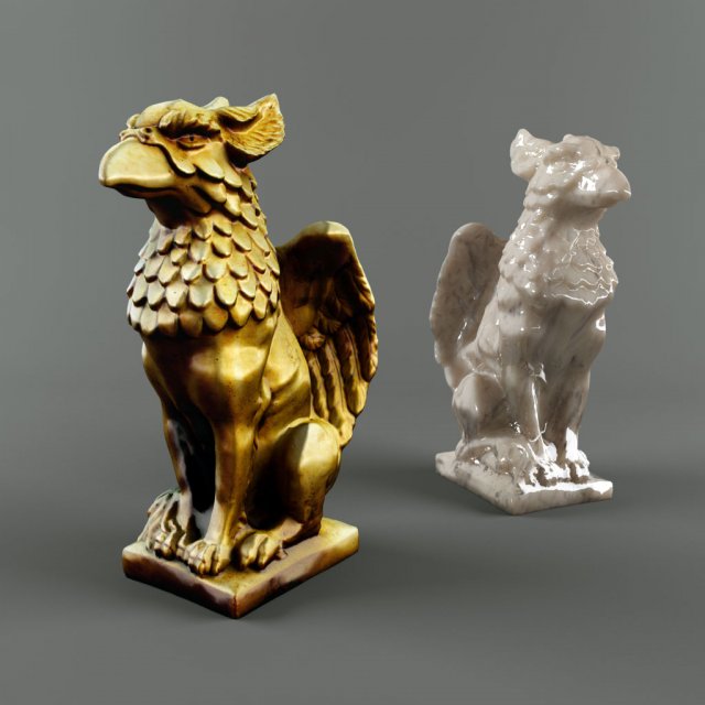 a statuette of a griffin 3D Model .c4d .max .obj .3ds .fbx .stl .blend 