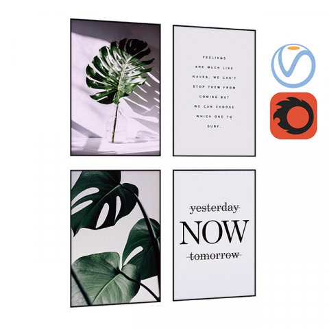 flora fern art canvas 3D Model .c4d .max .obj .3ds .fbx .stl .blend 
