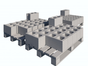 concrete blocks on pallets 3D Model