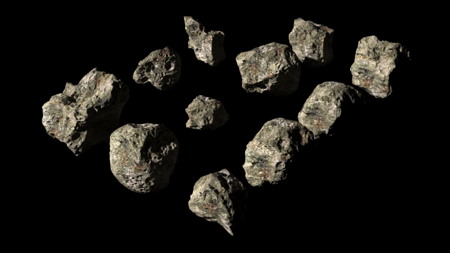 detailed meteorites set 3D Model .c4d .max .obj .3ds .fbx .stl .blend 