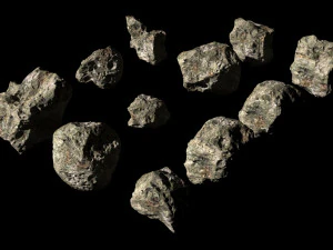 conjunto detalhado de meteoritos Modelo 3D