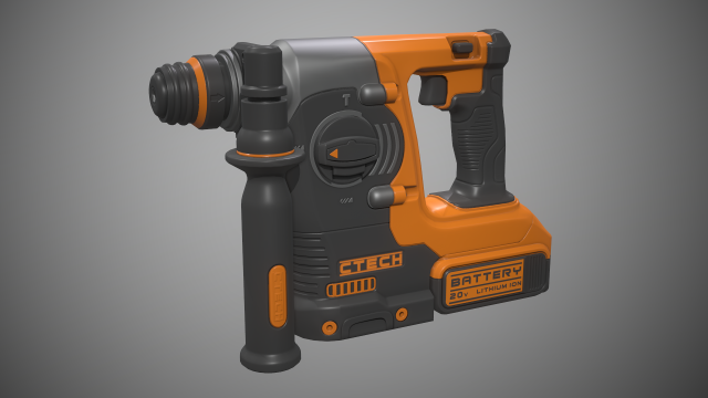 rotary hammer drill Modèle 3D .c4d .max .obj .3ds .fbx .stl .blend 