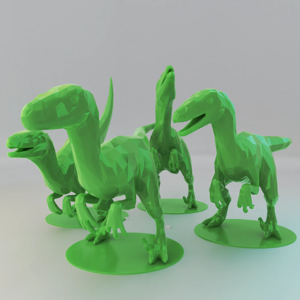 low poly raptors pack 3D Print Model .c4d .max .obj .3ds .fbx .stl .blend 