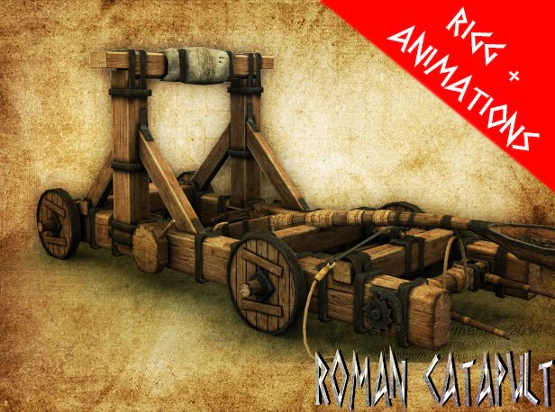 armamento catapulta romano Modello 3D .c4d .max .obj .3ds .fbx .stl .blend