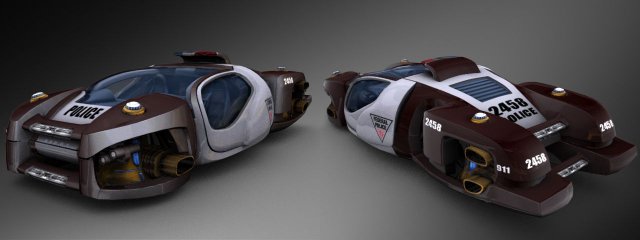 police hovercar 3D Model .c4d .max .obj .3ds .fbx .stl .blend 