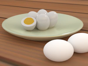 huevos en el plato Modelo 3D