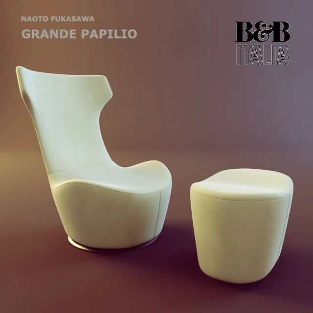 armchair grande papilio bb italia 3D Model .c4d .max .obj .3ds .fbx .stl .blend