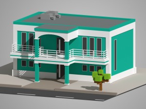 low poly building 3D मॉडल