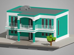 low poly building 3D Model