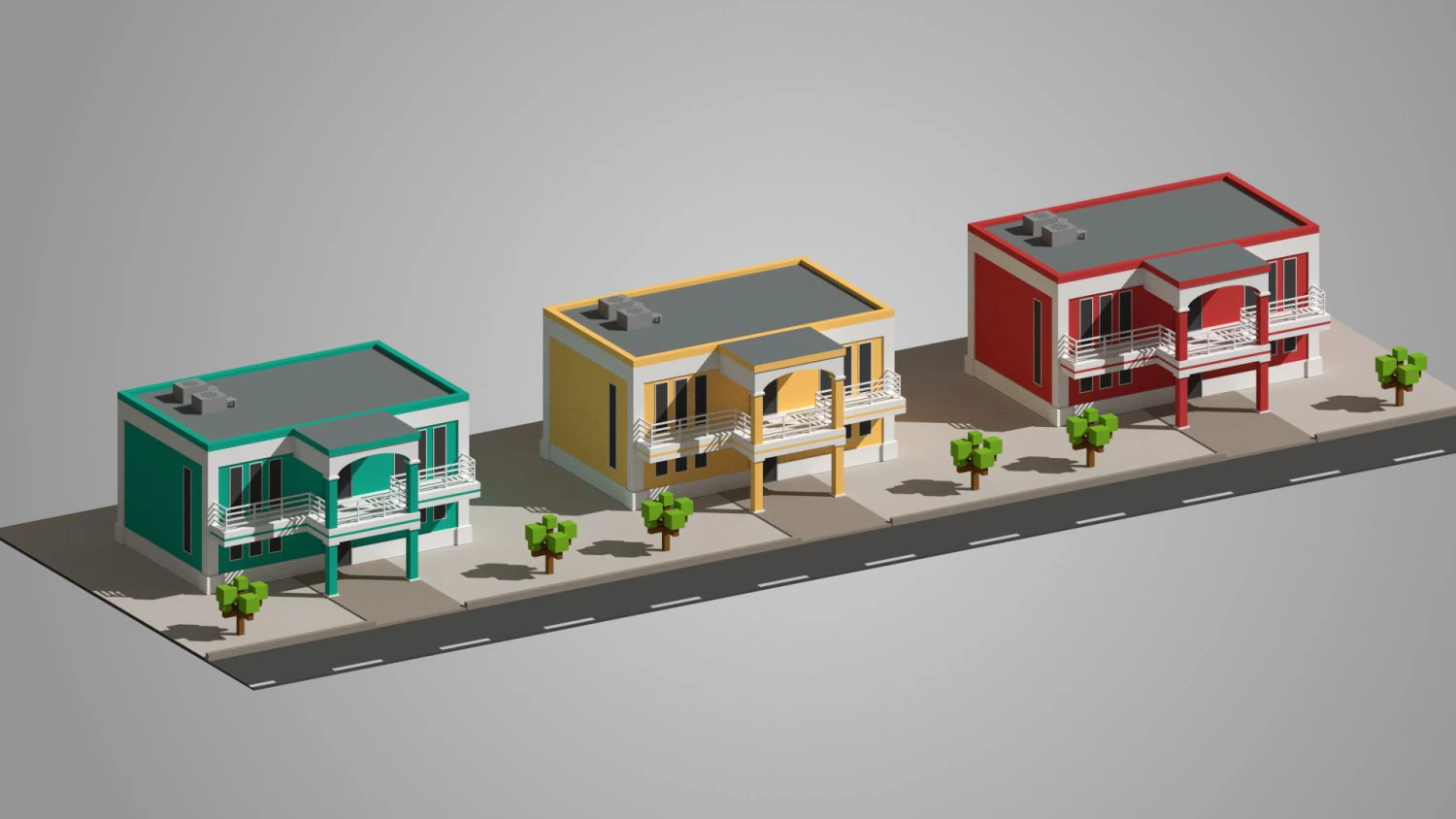low poly building 3D Model .c4d .max .obj .3ds .fbx .stl .blend 