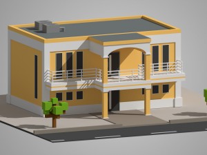 low poly building 3D मॉडल