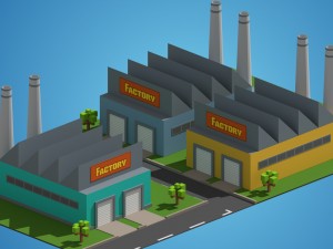 low poly factory 3D मॉडल