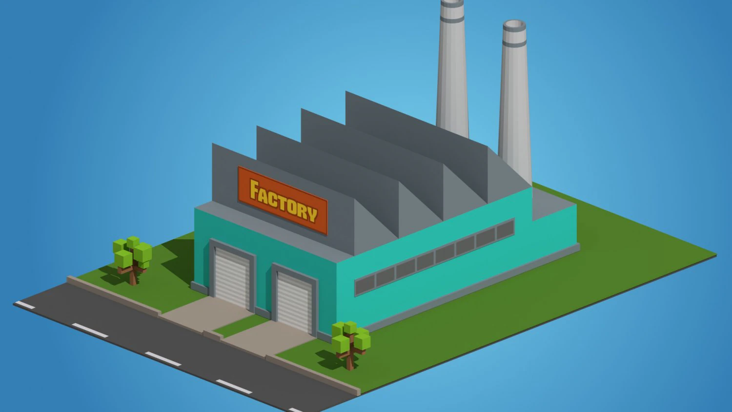 low poly factory 3D Model .c4d .max .obj .3ds .fbx .stl .blend 